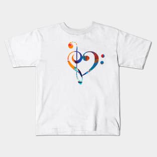 Treble Bass Clef Heart Art Kids T-Shirt